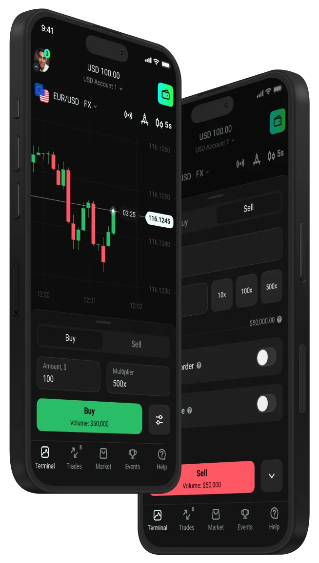 Olymptrade Mobile app on Android and iPhone.