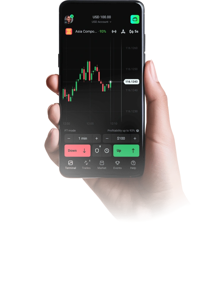 Platform web Olymp Trade di mobile
